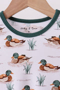 Green duck print bamboo shorts set A&E