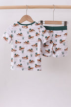 Green duck print bamboo shorts set A&E