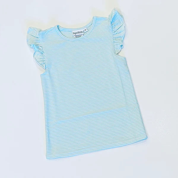 Knit Stripe Flutter Sleeve Shirt BBB