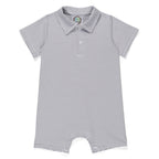 BB* Boy's Short Sleeved Polo Style Collared Romper - Striped
