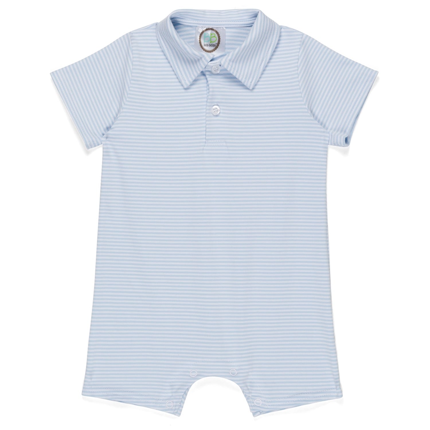 BB Boy's Short Sleeved Polo Style Collared Romper - Striped