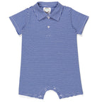 BB* Boy's Short Sleeved Polo Style Collared Romper - Striped