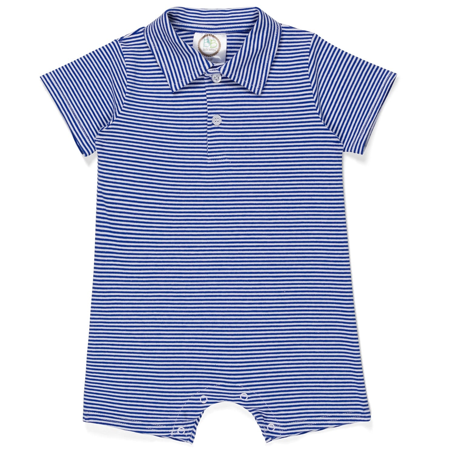 BB Boy's Short Sleeved Polo Style Collared Romper - Striped