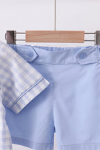 Blue plaid peter pan collar shorts set A&E. *** PRE-ORDER*** SOME SIZES ARE IN STOCK.