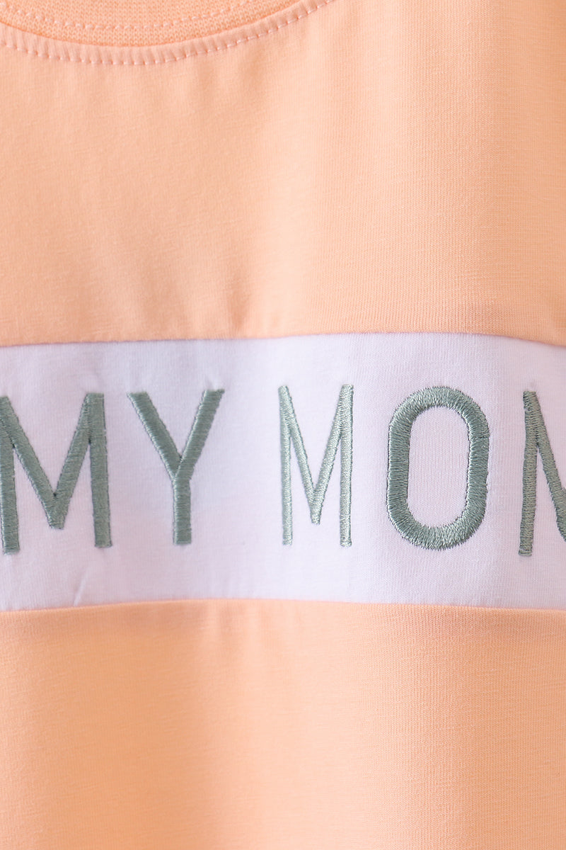 Pink I love my mom embroidery shorts set A&E ***PRE-ORDER*** Waiting on a restock that is on the way