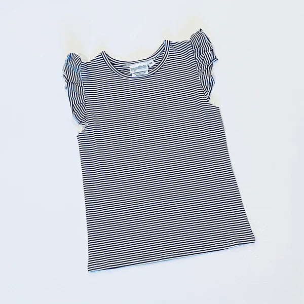 Knit Stripe Flutter Sleeve Shirt BBB