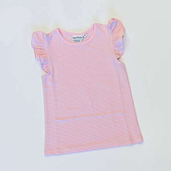 Knit Stripe Flutter Sleeve Shirt BBB