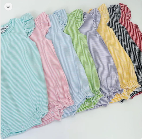 Knit Stripe Flutter Sleeve Bubble BBB